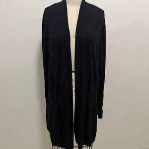 Catherines Black Long Sleeve Open Front Cardigan